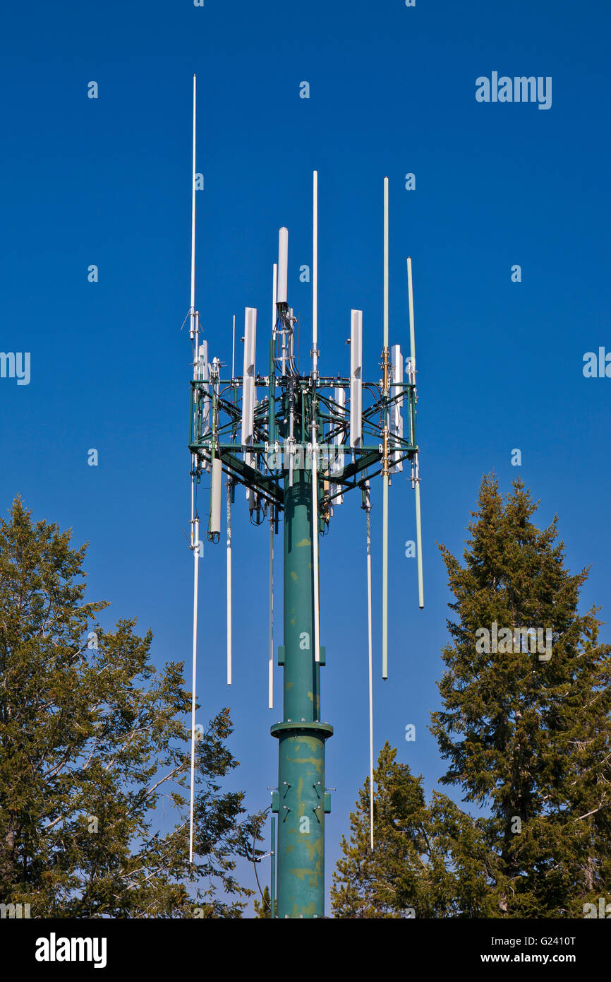 Antenas de telefonía móvil en la torre señal on mountain, Wyoming, EE.UU  Fotografía de stock - Alamy