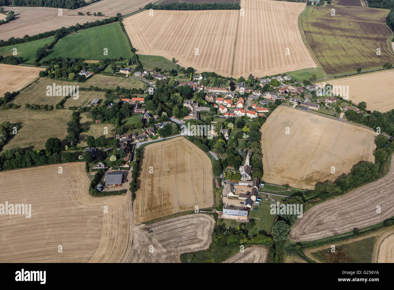 Una vista aérea de la aldea de Braceborough, South Lincolnshire Foto de stock