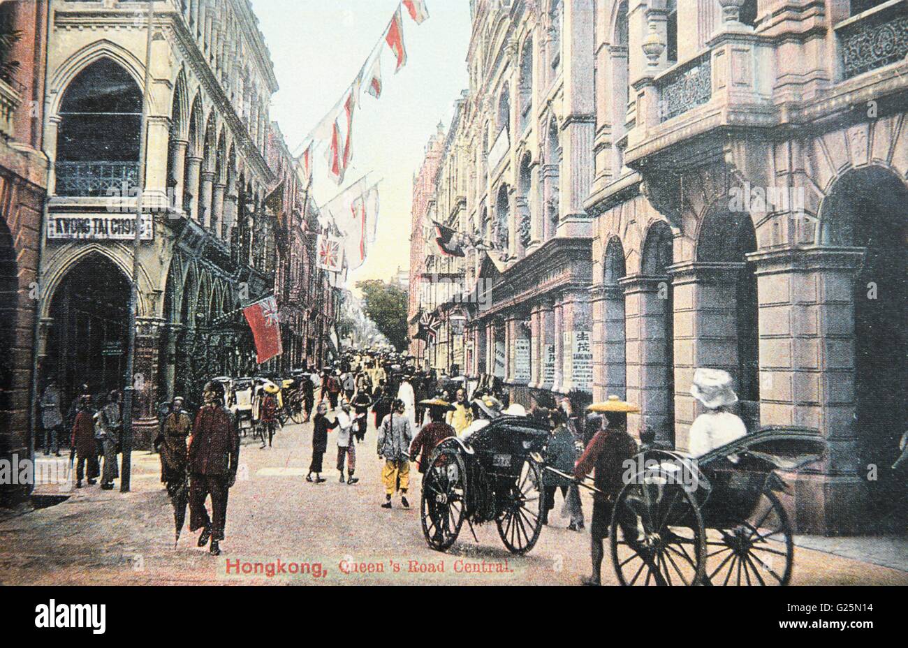 Hong Kong, Queen's Road Central c 1926 Foto de stock