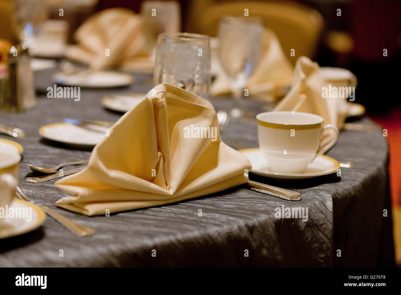 Mesa de comedor para banquetes del hotel setting - EE.UU. Foto de stock
