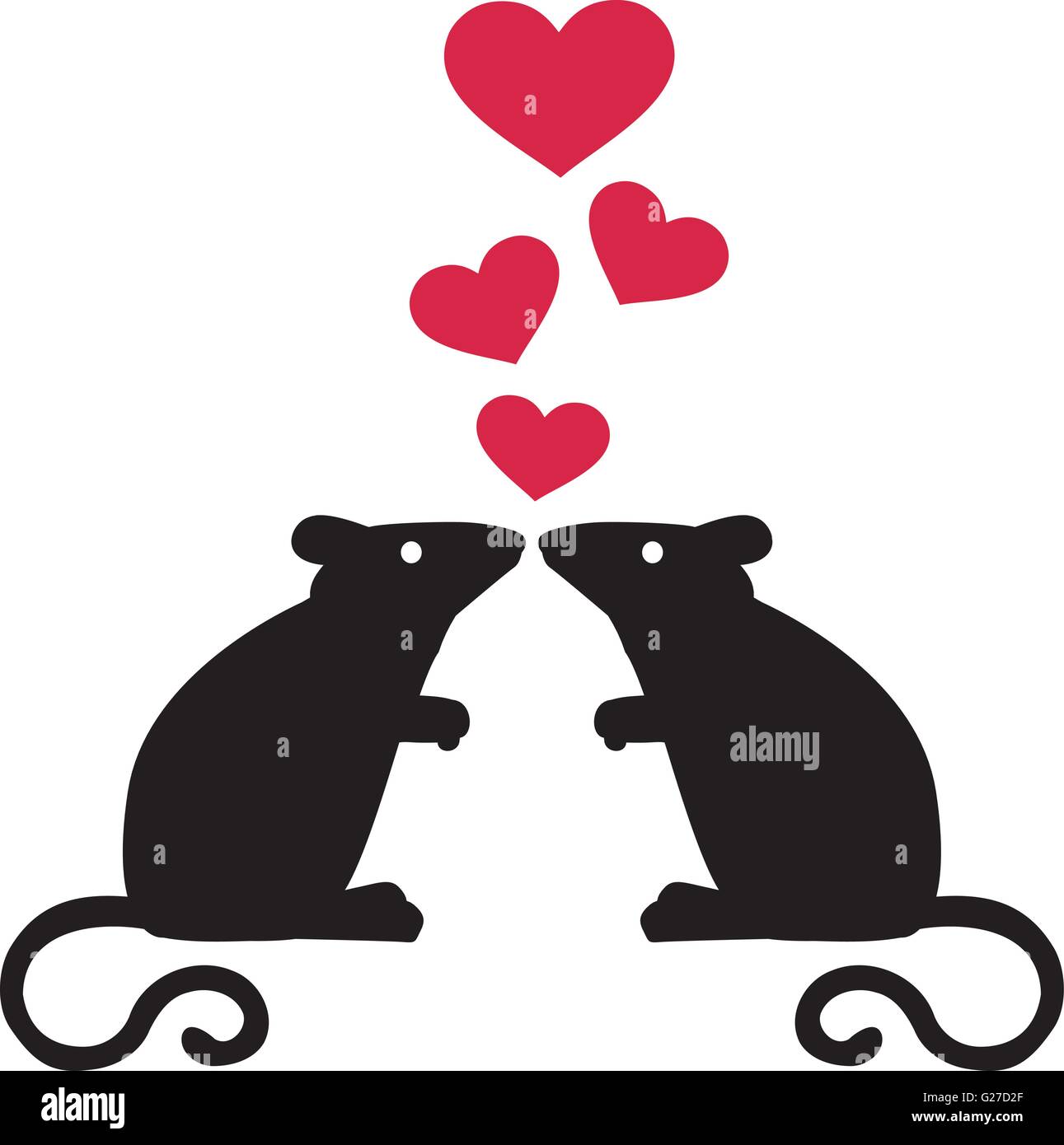 Ratones en amor con corazones Imagen Vector de stock - Alamy