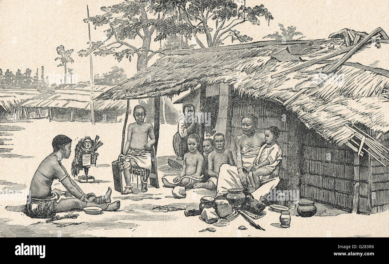 Una familia en el Congo hacia 1879 (Pre "Estado Libre") Foto de stock