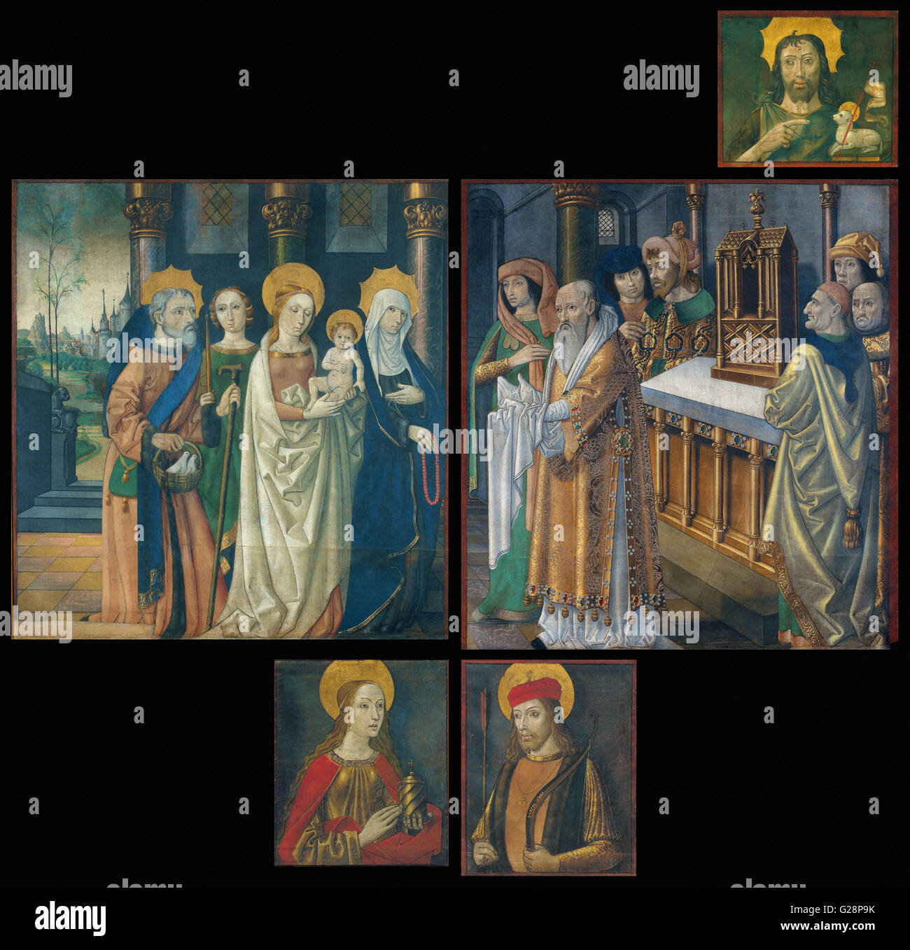 Maestro de La Seu d'Urgell - las pinturas de las puertas del órgano - MNAC - Barcelona Foto de stock