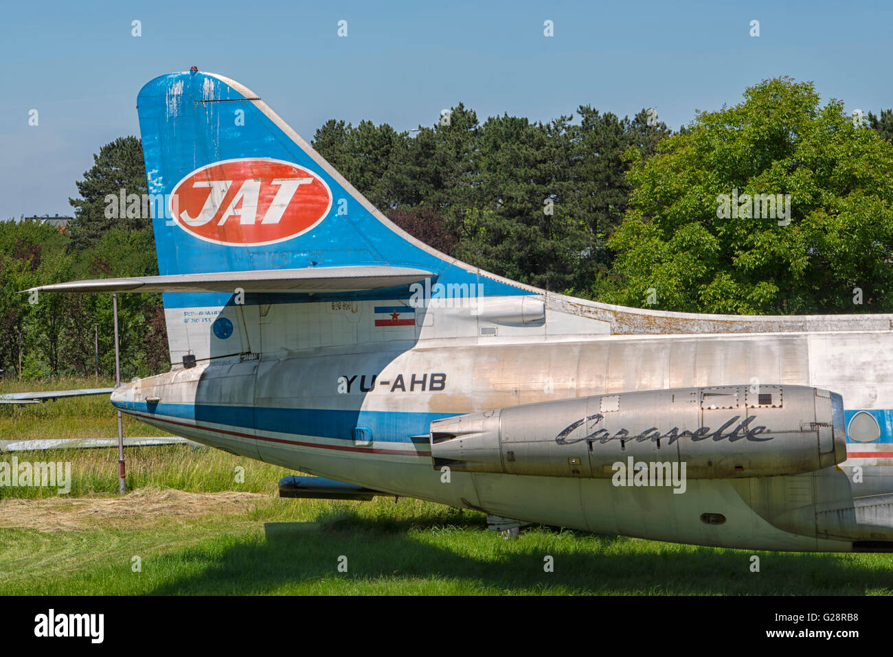JAT Caravelle en el Museo de la Aviación de Belgrado, Serbia Foto de stock