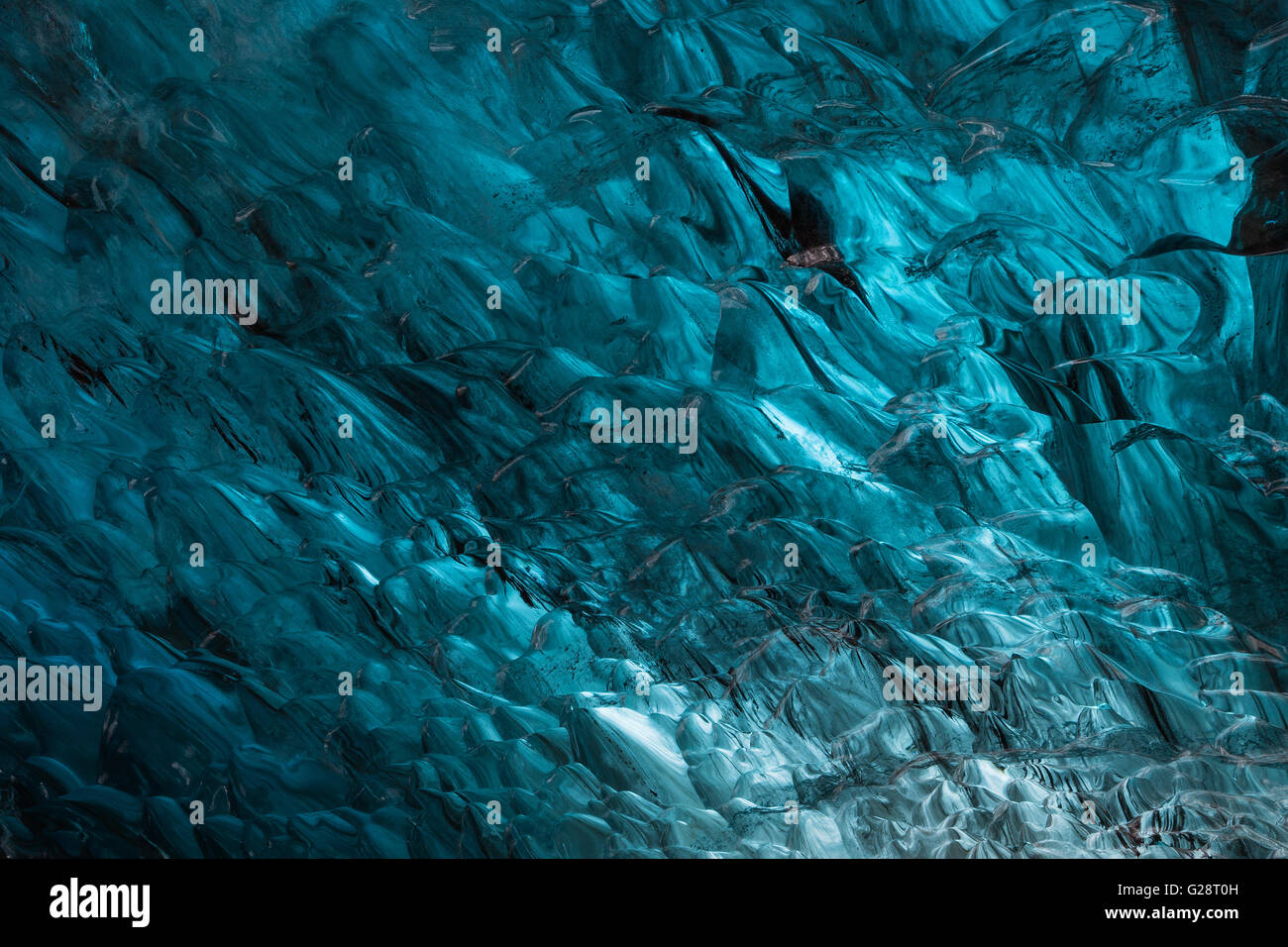 El hielo de los glaciares, el hielo, la cueva de hielo bajo el Vatnajökull, Región Sur, Islandia Foto de stock