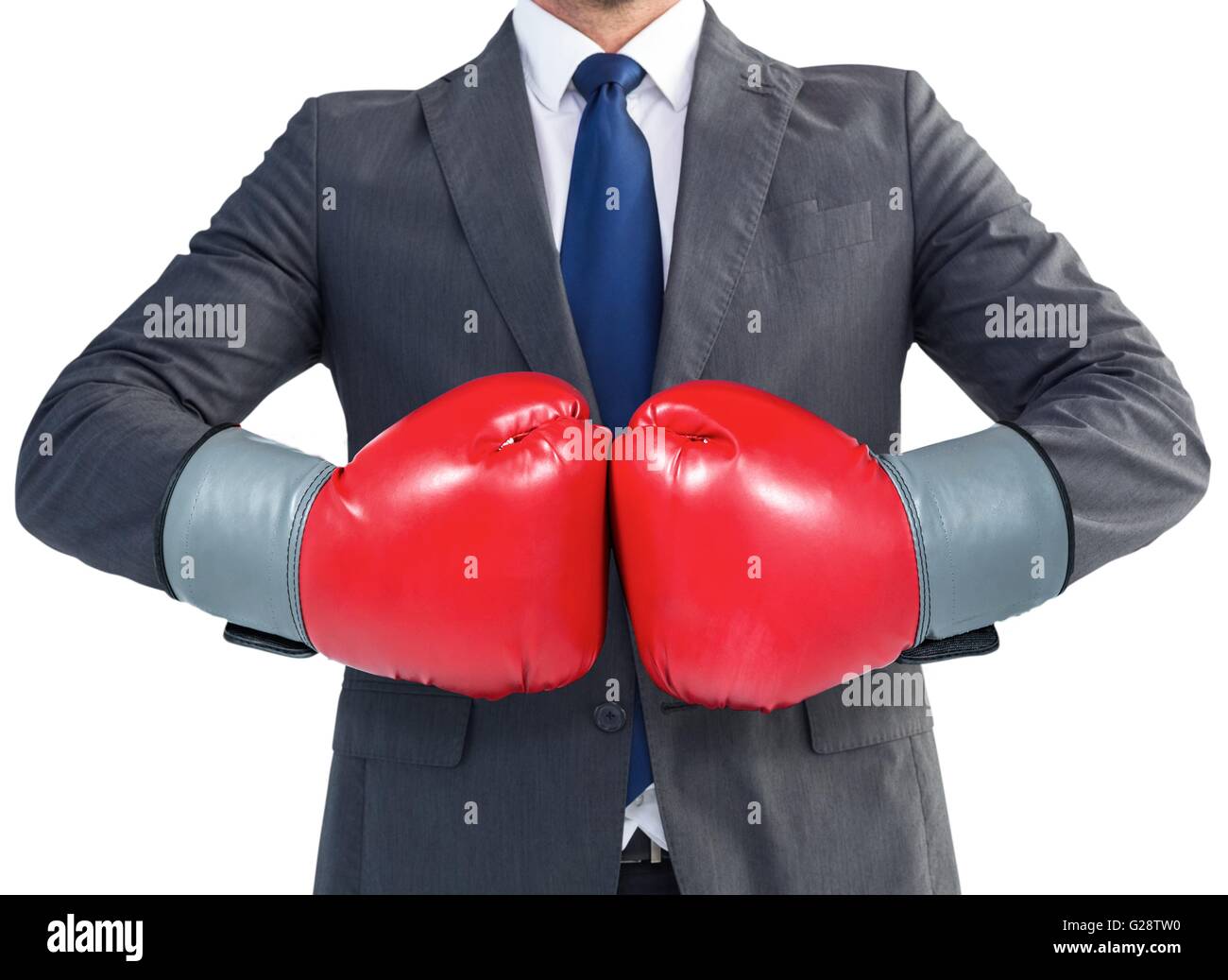 Empresario con guantes de boxeo Foto de stock