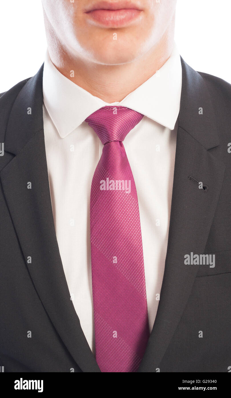 Primer plano de traje negro y corbata rosa sobre blanco, hombre de negocios  Fotografía de stock - Alamy