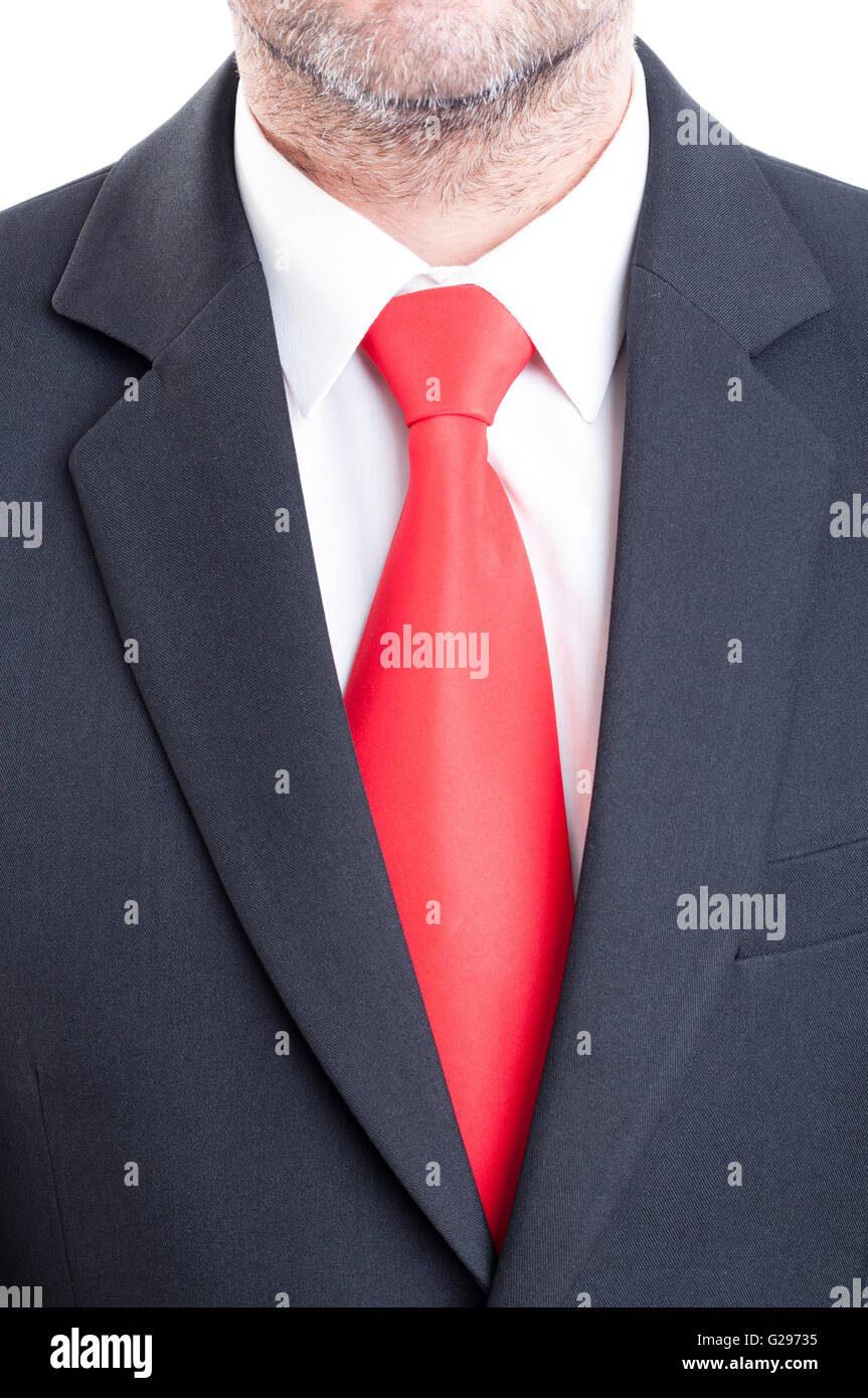 Traje Negro, corbata roja y camisa blanca. Concepto de gestor de negocios  Fotografía de stock - Alamy