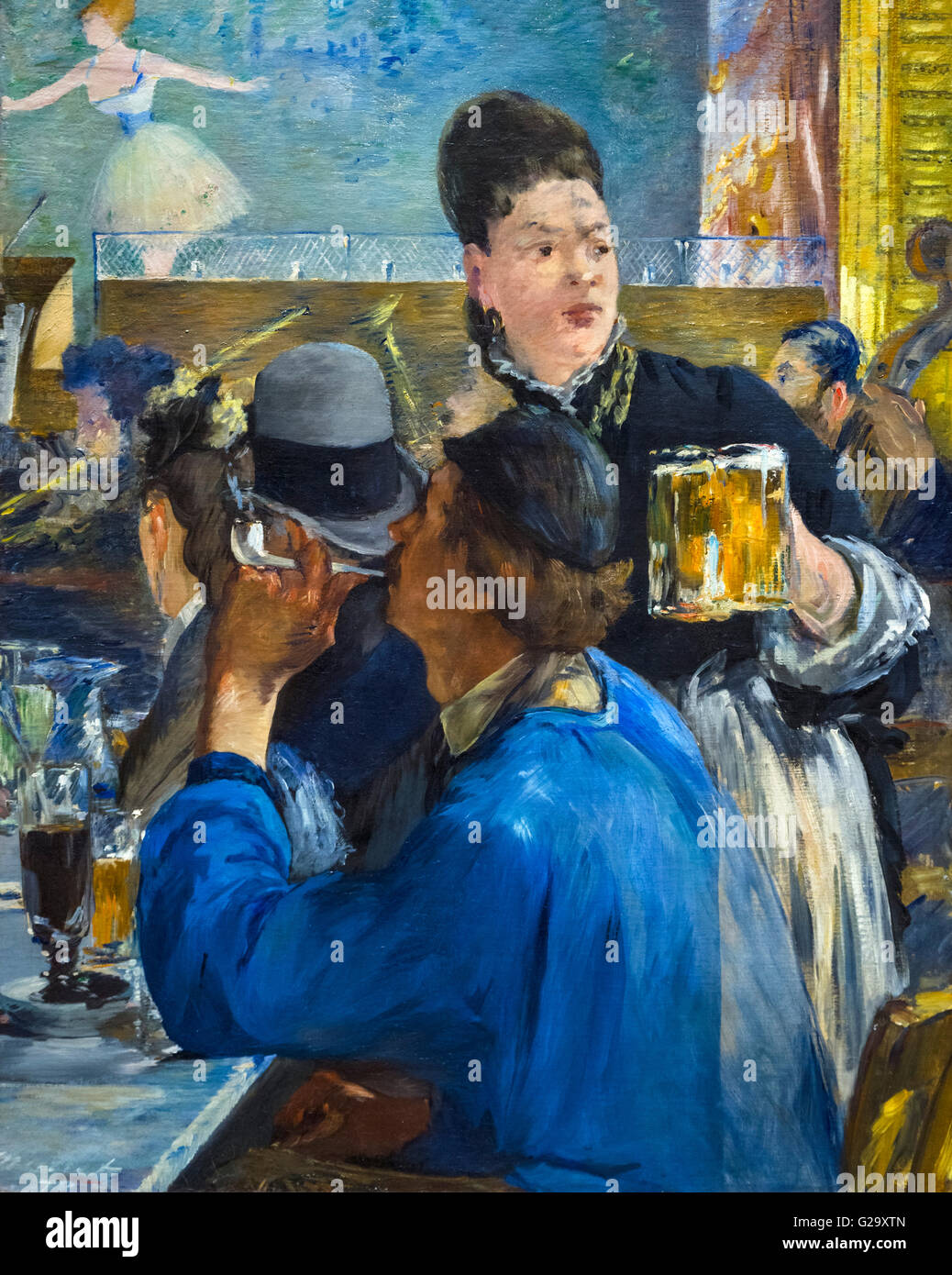 Esquina de un Café-Concert por Edouard Manet, óleo sobre lienzo, probablemente 1878-80. Esta pintura representa la Brasserie de Reichshoffen en el Boulevard Rochechouart, en París. Foto de stock