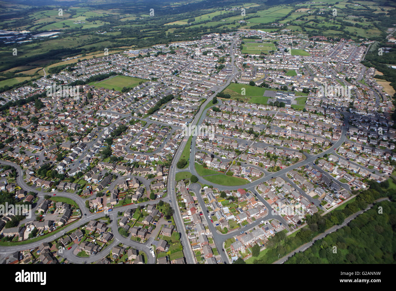 Una vista aérea de la ciudad de South Wales Llantrisant Foto de stock