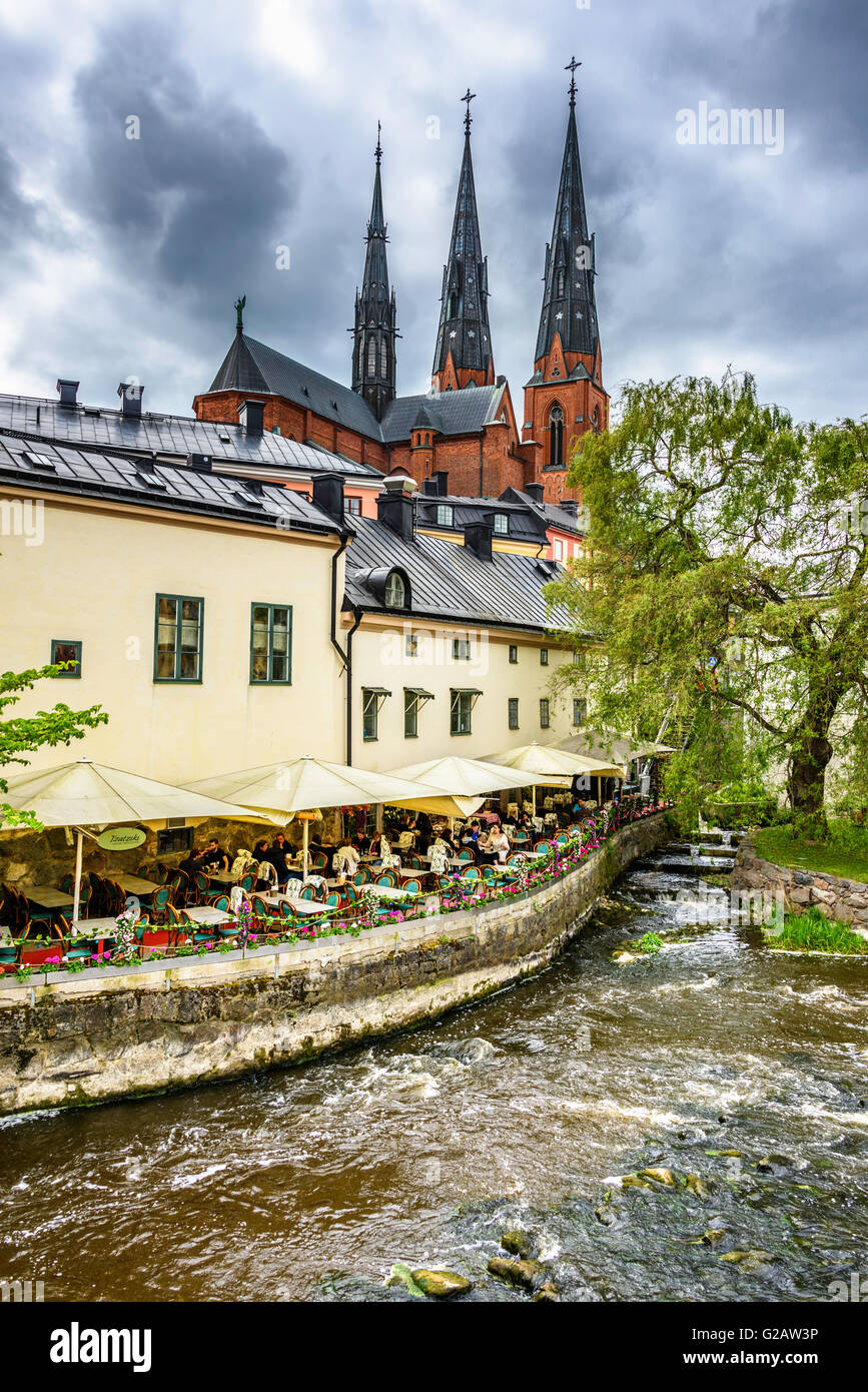 Opiniones en torno a Uppsala, Suecia la primera y más antigua ciudad universitaria Foto de stock