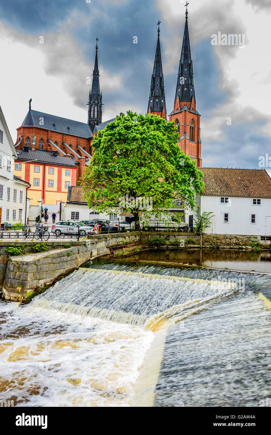 Opiniones en torno a Uppsala, Suecia la primera y más antigua ciudad universitaria Foto de stock