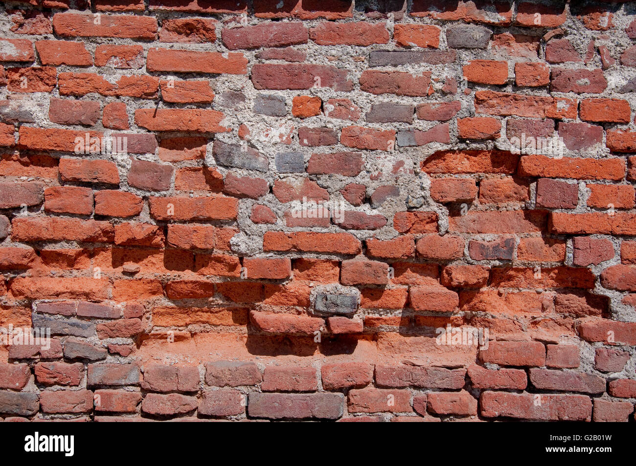 Viejo muro de ladrillos sin cemento vistas,textura Foto de stock