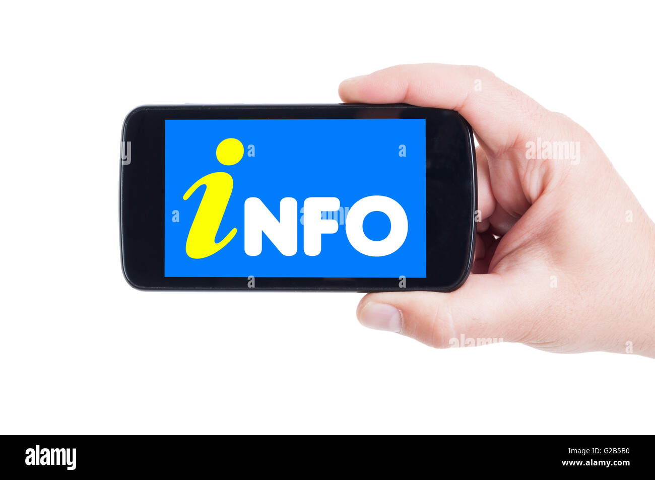 Info símbolo en la pantalla del smartphone o celular móvil En línea mostrar  como información concepto Fotografía de stock - Alamy
