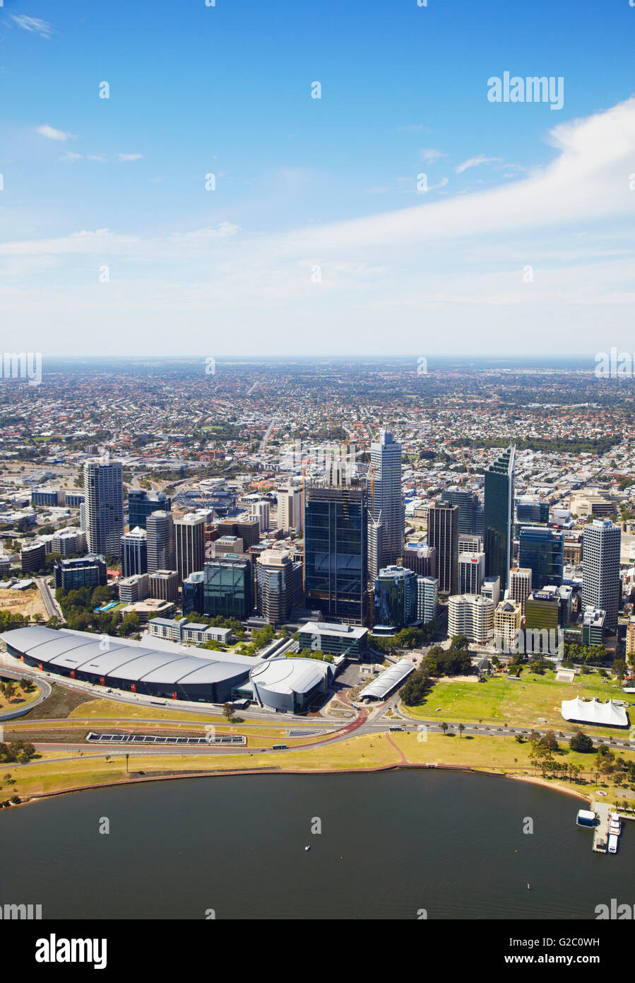 Vista aérea de la ciudad de Perth, Australia Occidental, Australia Foto de stock