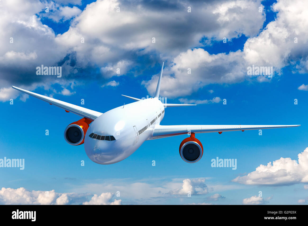 Gran Avión avión. por encima de las nubes en el cielo. avión comercial sobre el cielo. Foto de stock