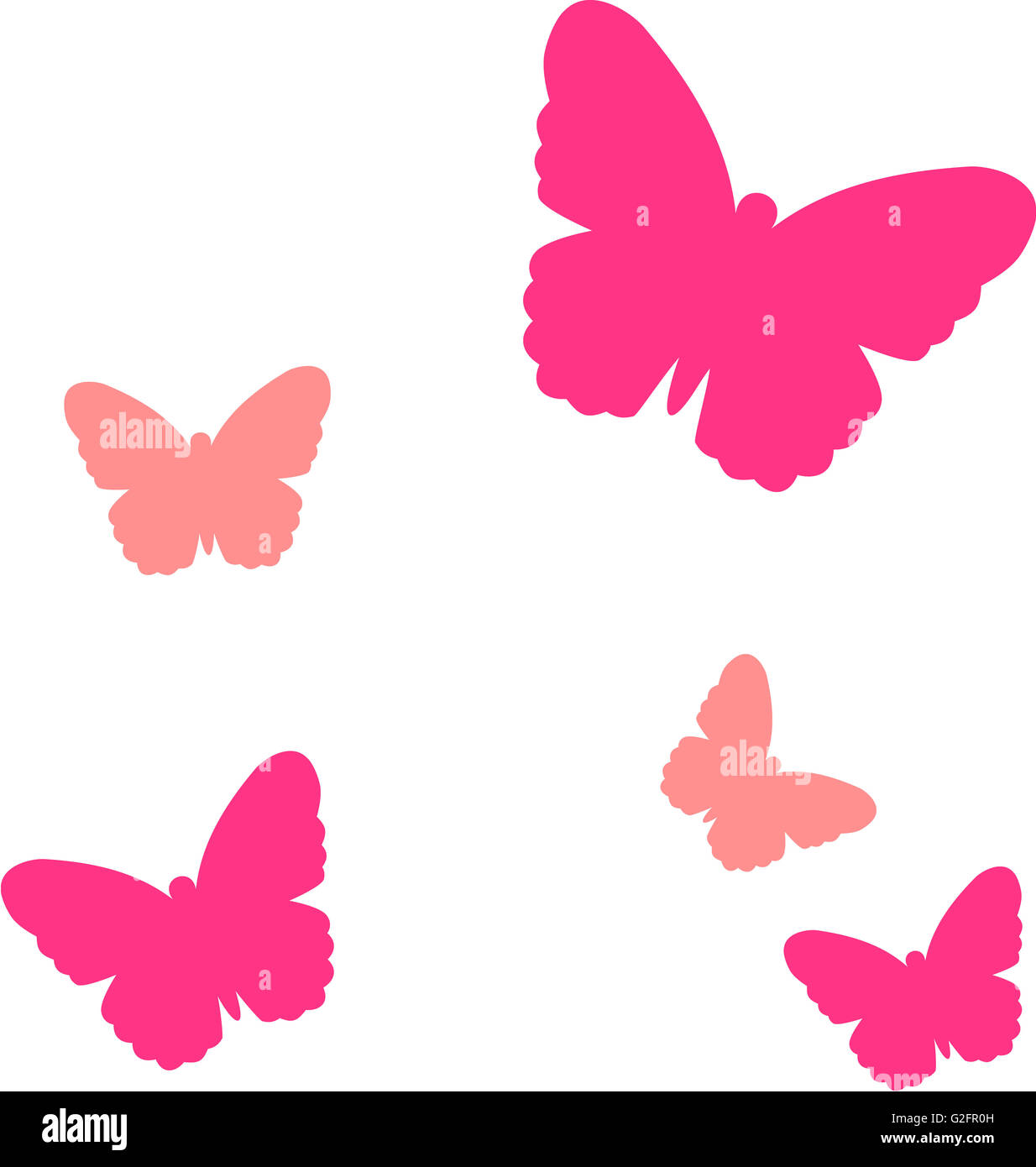 Conjunto de cinco mariposas Foto de stock