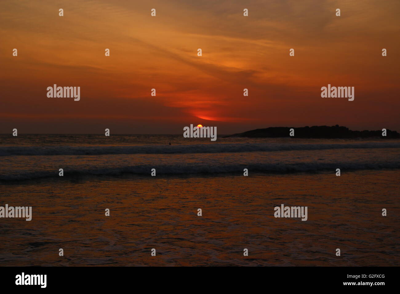 Hermoso paisaje del amanecer y atardecer Indian Beach View Foto de stock