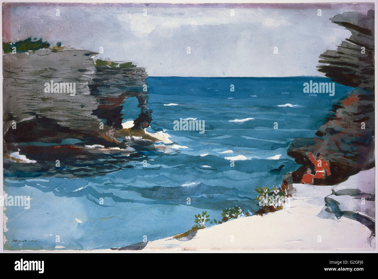Winslow Homer - costa rocosa, Bermuda - Museum of Fine Arts, Boston. Foto de stock