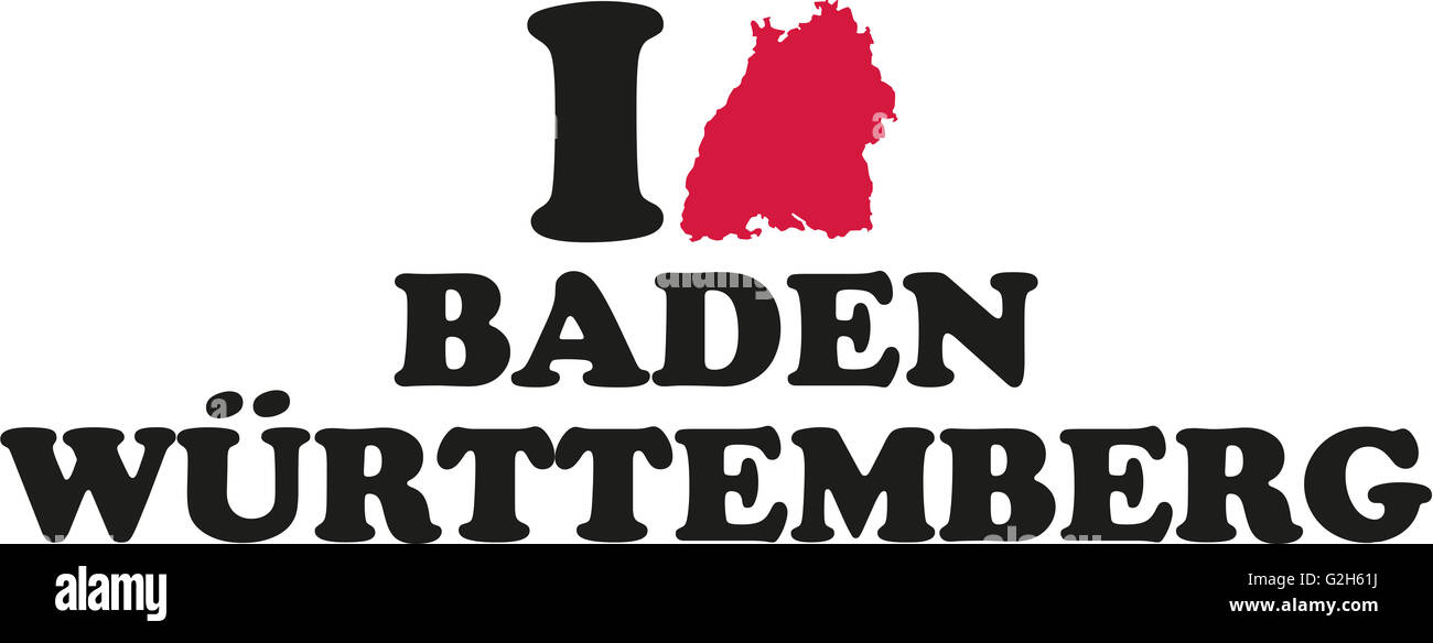 Me encanta Baden-Württemberg con mapa Foto de stock
