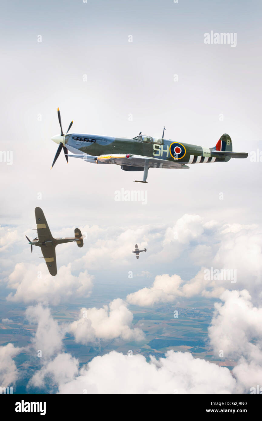 Guerra mundial dos aviones caza Supermarine Spitfire Foto de stock