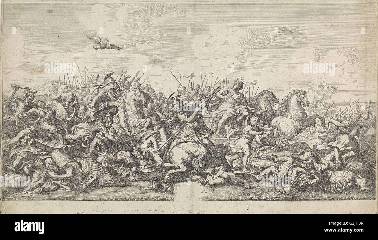 Batalla entre Alejandro Magno y Darío III, Robertus de Mol, Pietro da Cortona, 1674 - 1682 Foto de stock
