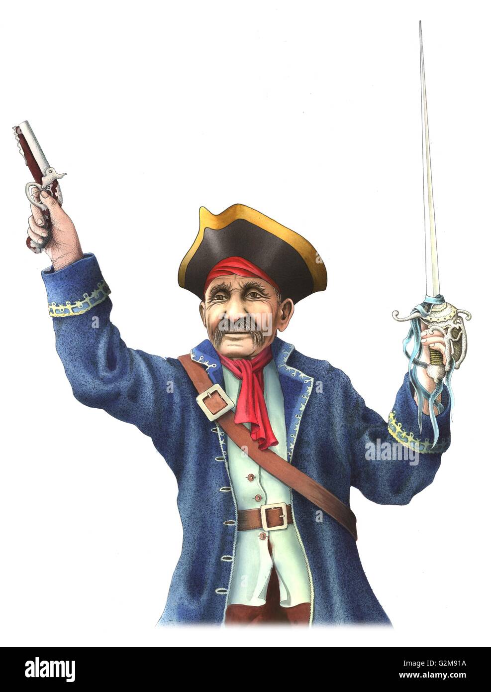 Celebración pirata pistola y espada Foto de stock