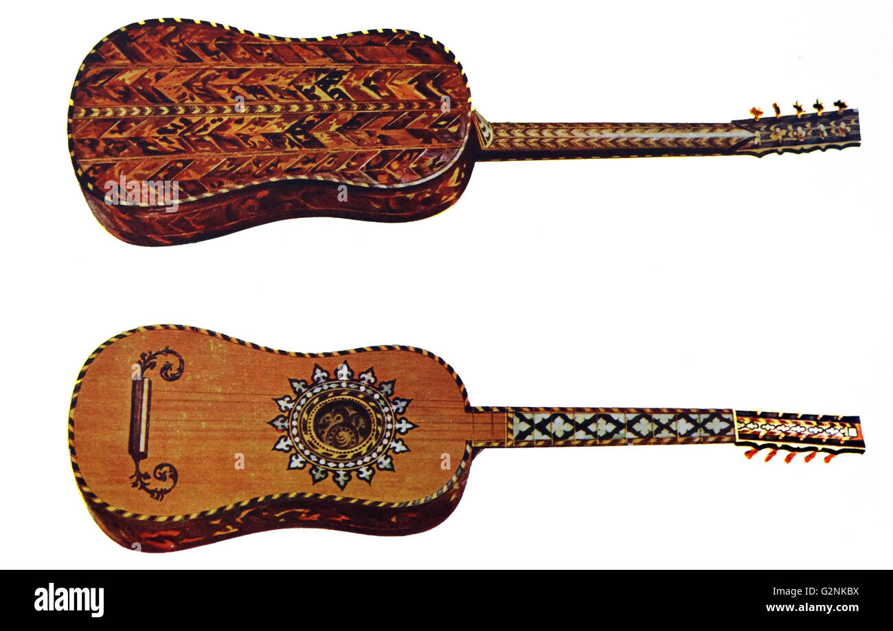La guitarra Rizzio. Este instrumento musical está hecha de tortoiseshell,  marfil, ébano y nácar. Supuestamente dotados para David Rizzio por Mary  Stuart Fotografía de stock - Alamy