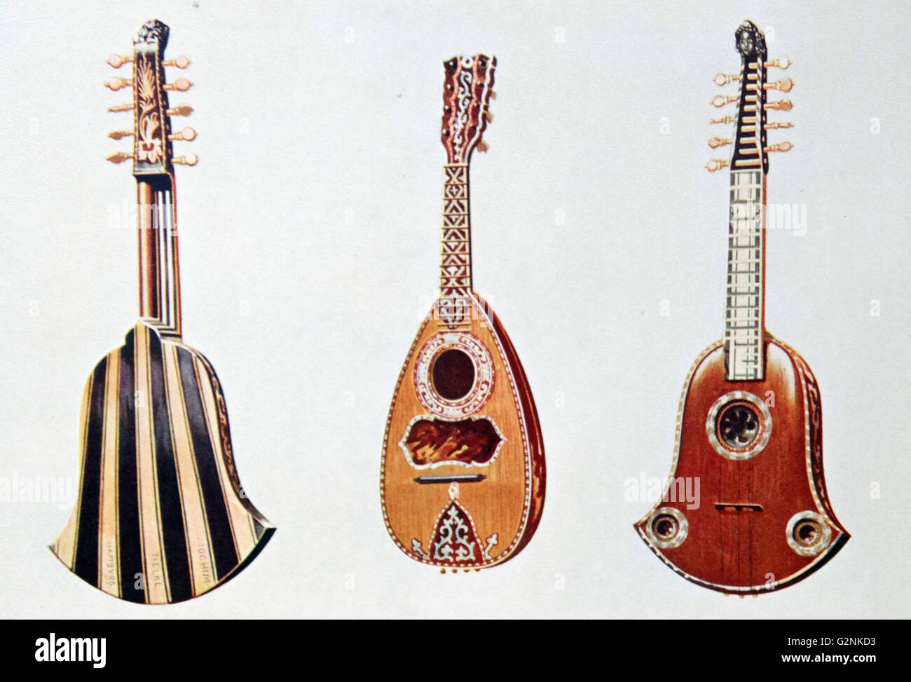 Quinterna y mandolín. La Quinterna (Chiterna) es una guitarra italiano y  antiguamente era utilizado por los más humildes de la música. La mandolina  (mandolin italiano) es una especie de laúd alto Fotografía