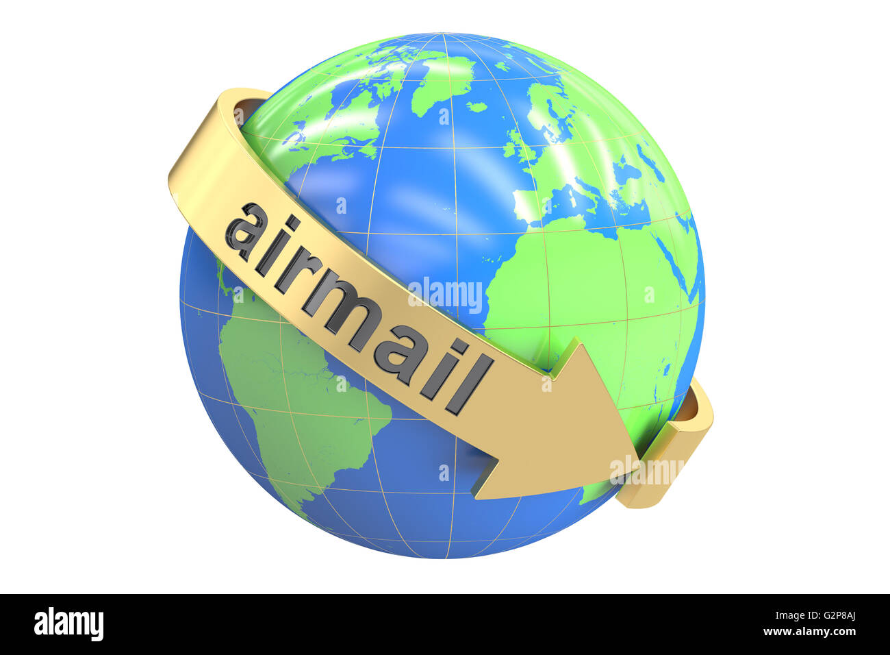 Concepto de correo aéreo global, 3D rendering aislado sobre fondo blanco. Foto de stock