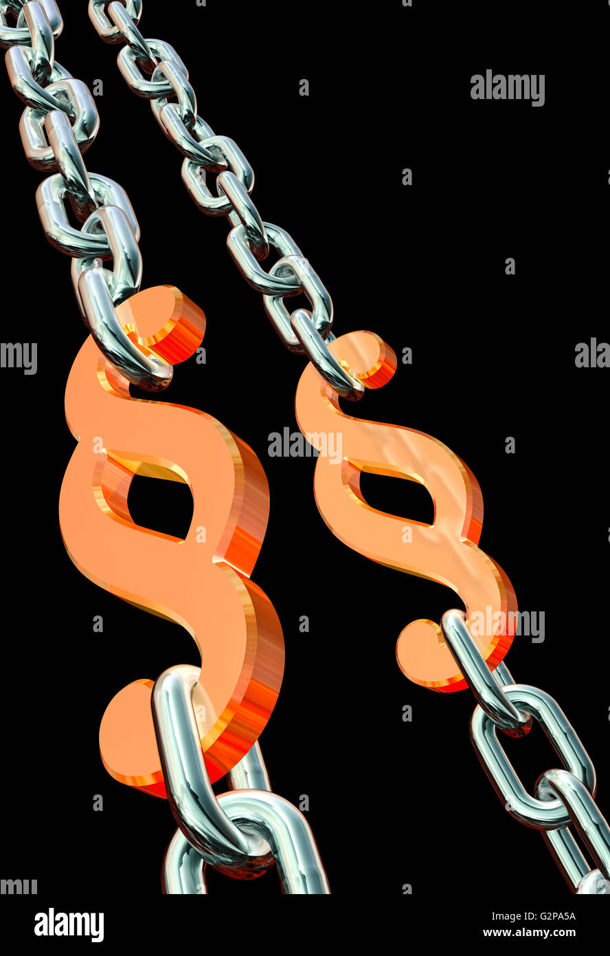 Símbolo de párrafo, ley en cadenas Foto de stock