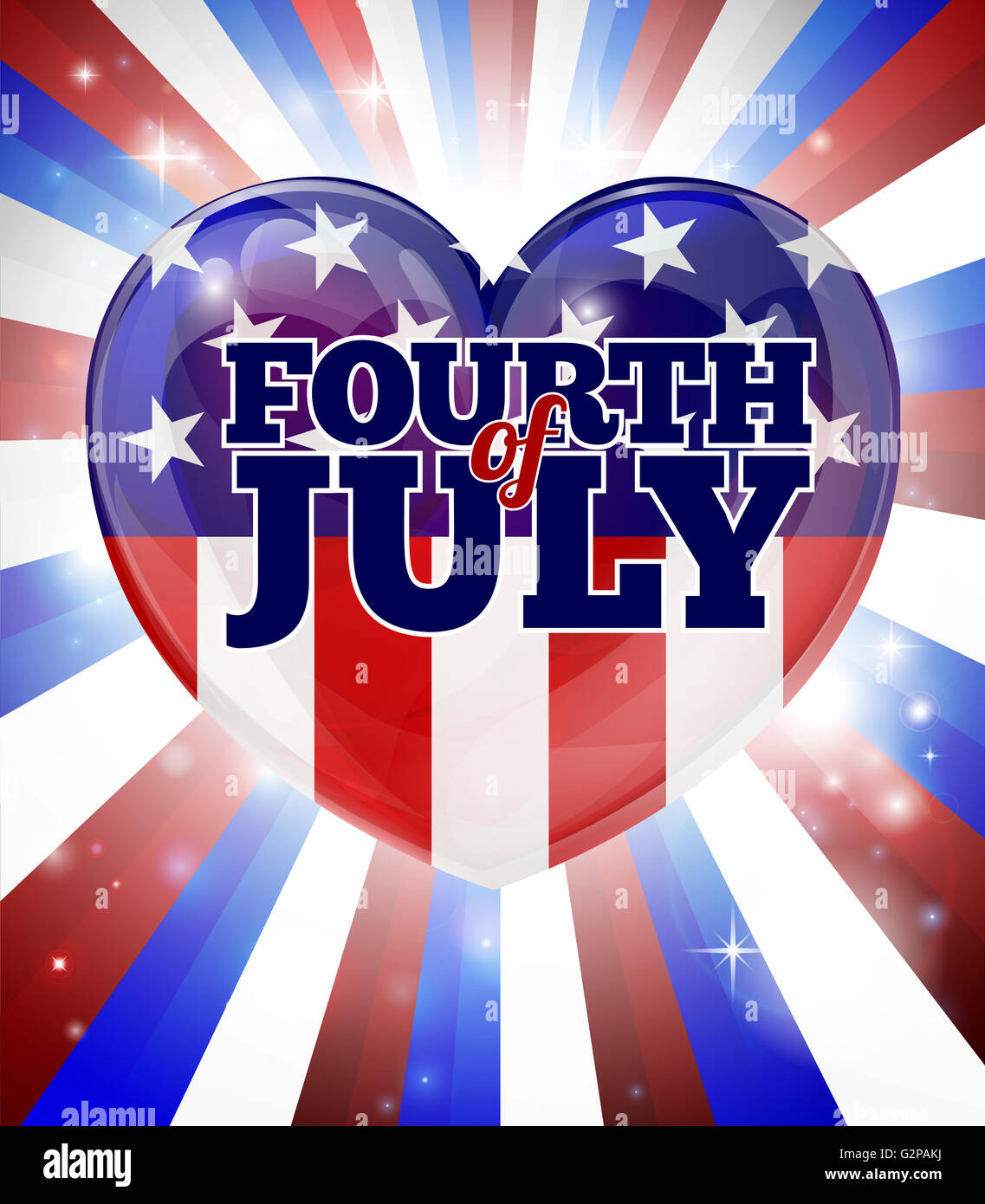 El 4 de julio, Día de la independencia americana diseño de corazón Foto de stock