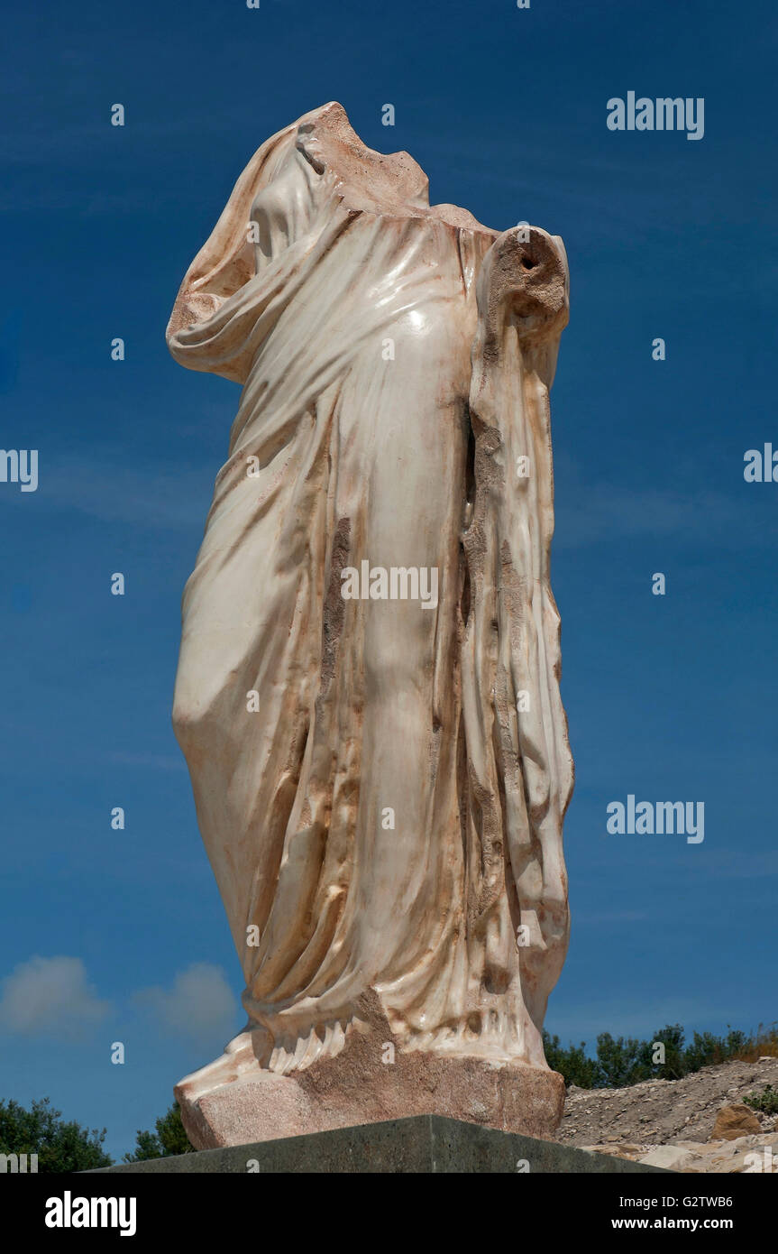 Parque Arqueológico de Torreparedones, ibero-romana, la estatua en el foro-1ST CENTURY, Baena, provincia de Córdoba, España, Europa Foto de stock