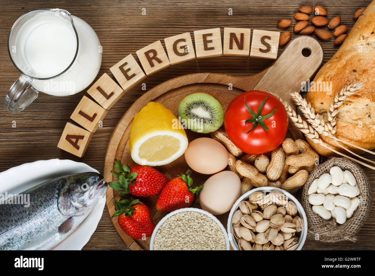 Alergias alimentarias concepto. Foto de stock