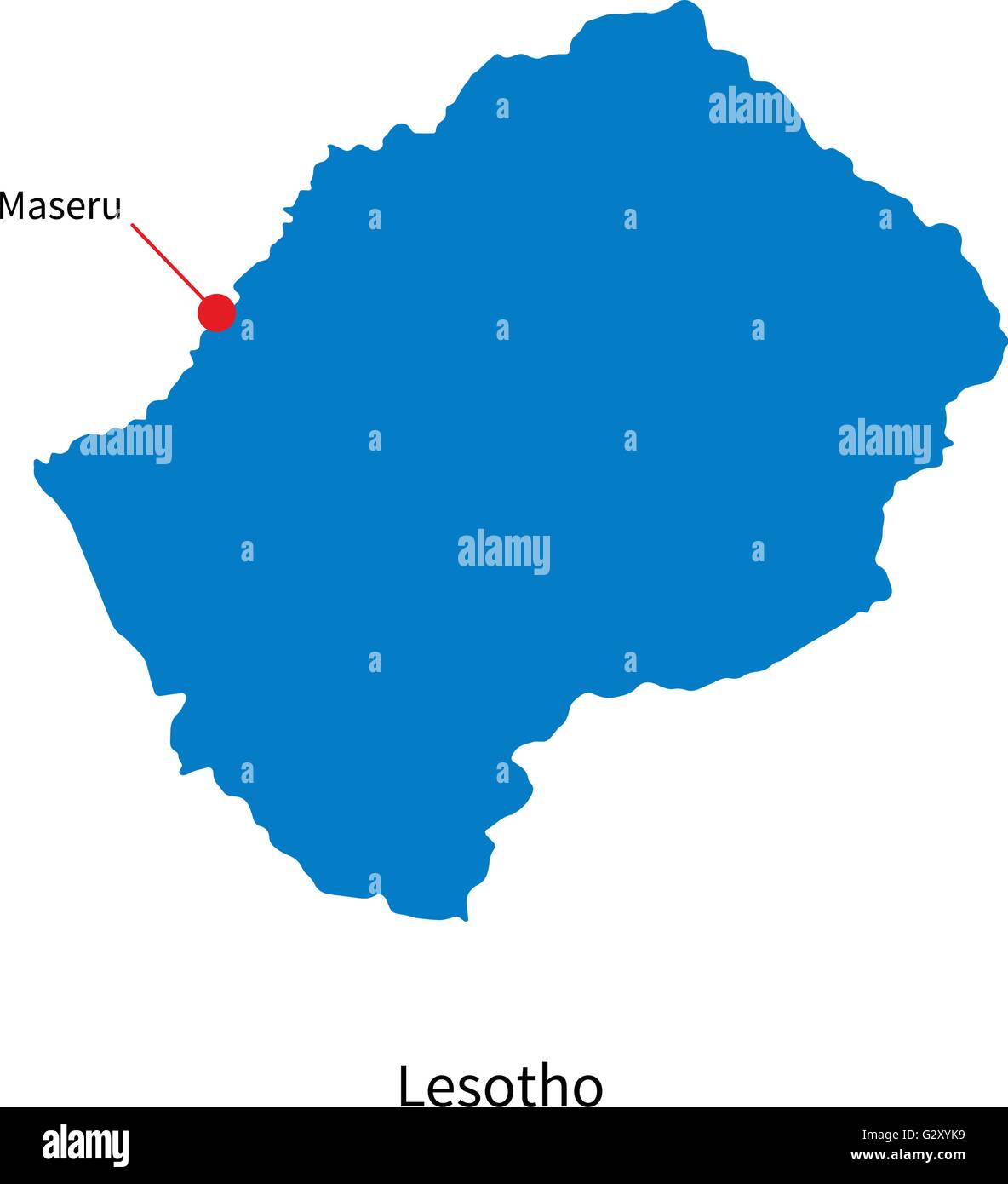 Vector detallado mapa de Lesotho y ciudad capital Maseru Imagen Vector de  stock - Alamy