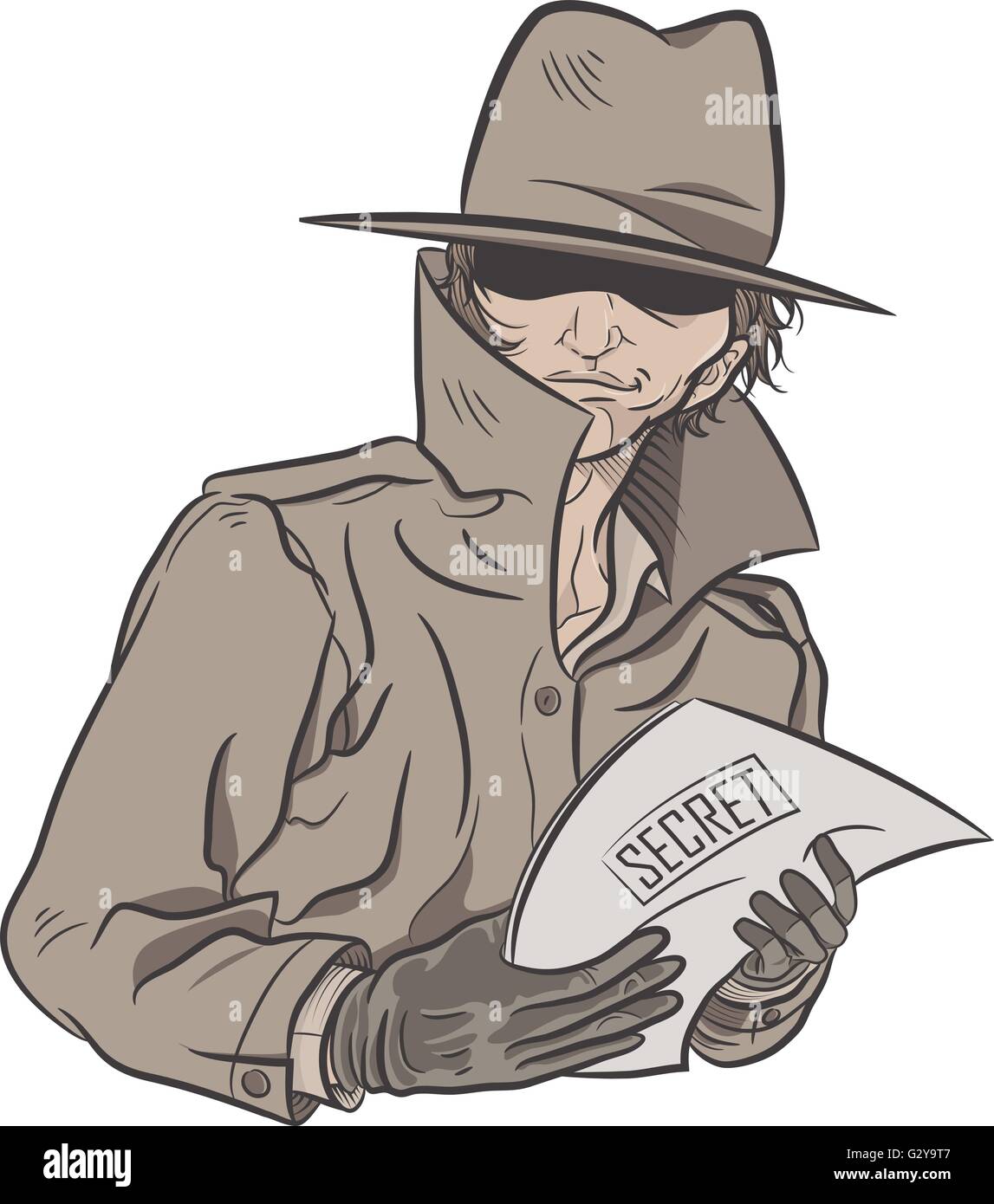 Detective dibujados a mano Ilustración del Vector