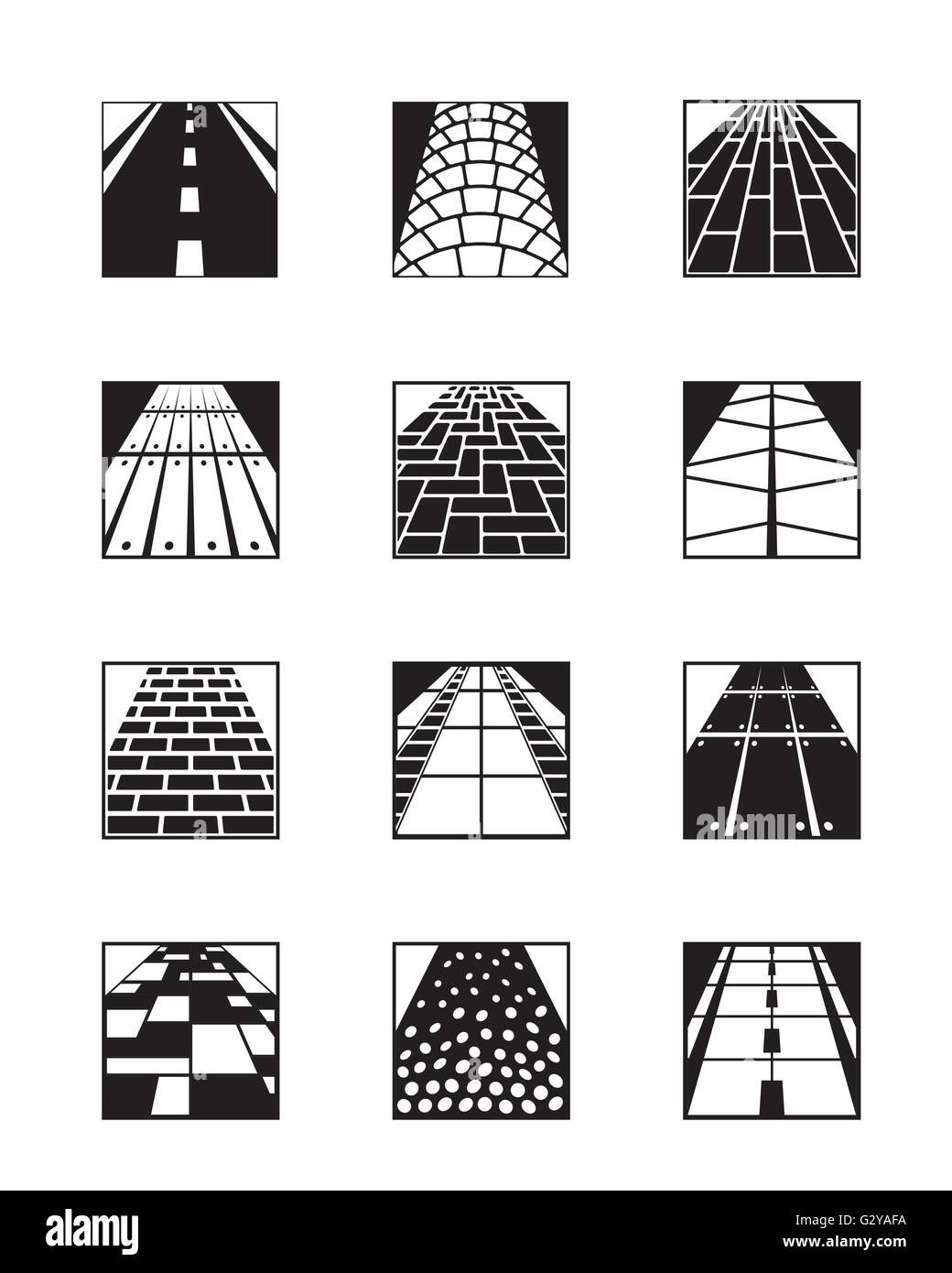 Los diferentes tipos de superficies de carretera - ilustración vectorial Ilustración del Vector