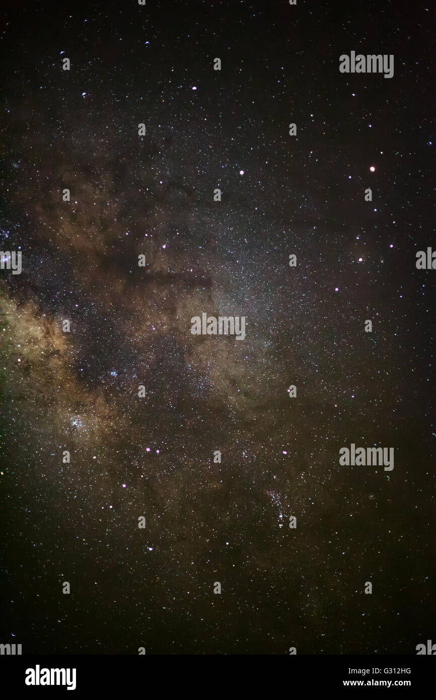 Un amplio ángulo de visión de los Antares, región de la Vía Láctea. Foto de stock