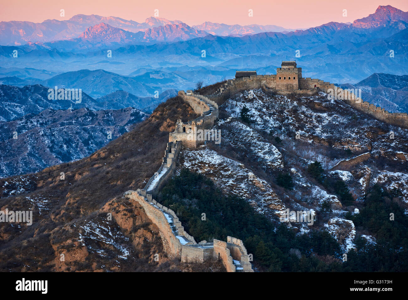 China, en la provincia de Hebei, la Gran Muralla de China, tour caminando Jinshanling y Simatai section, Patrimonio Mundial de la Unesco Foto de stock