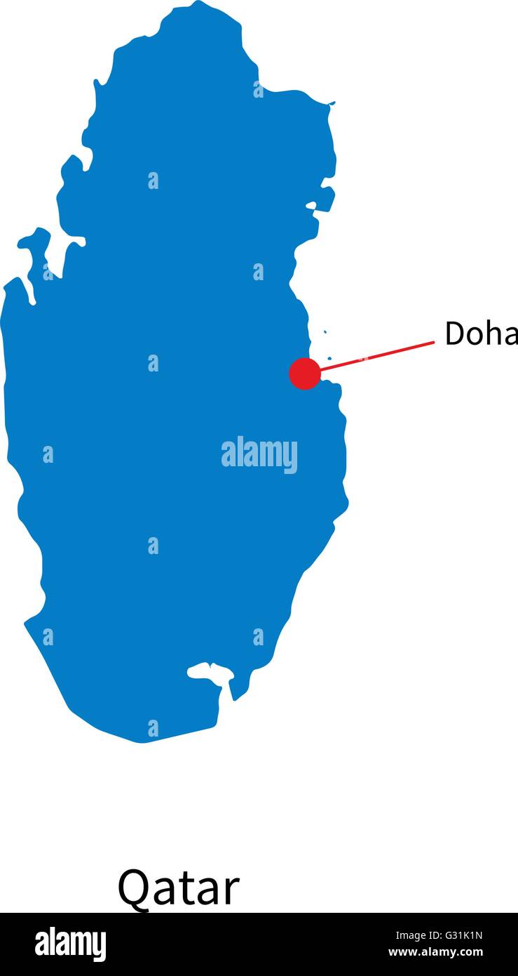 Vector detallado mapa de Qatar y ciudad capital Doha Imagen Vector de stock Alamy