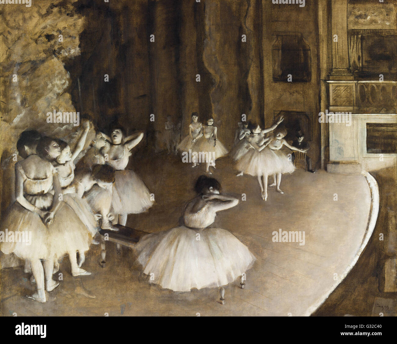 Edgar Degas - Ensayo de ballet en el escenario - Musée d'Orsay, París Foto de stock