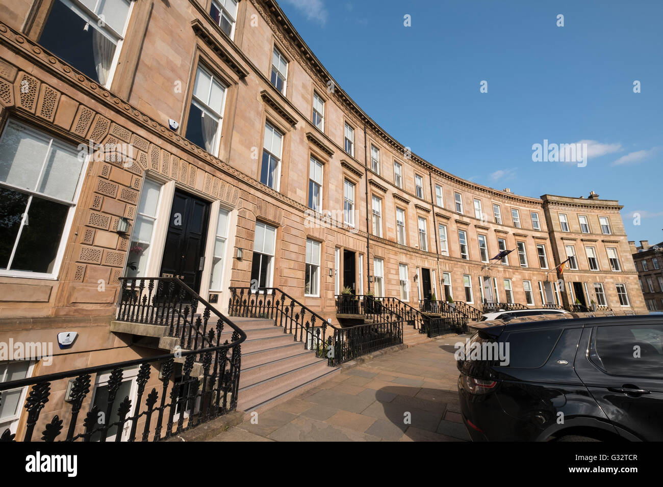 Edificios históricos de Park Circus en el West End de Glasgow, Reino Unido Foto de stock