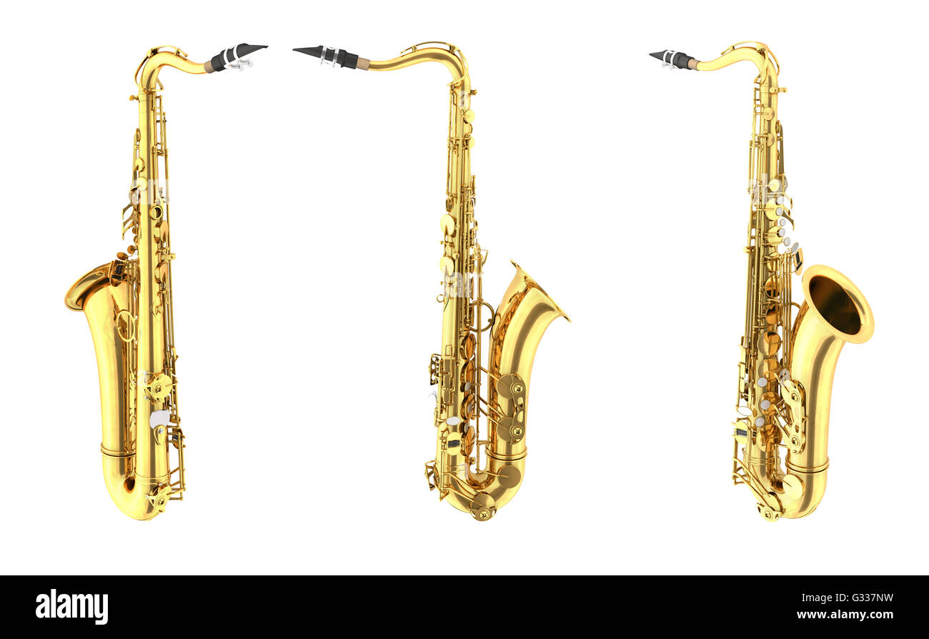 Saxo Tenor. Aislado sobre fondo blanco. 3D Render Foto de stock
