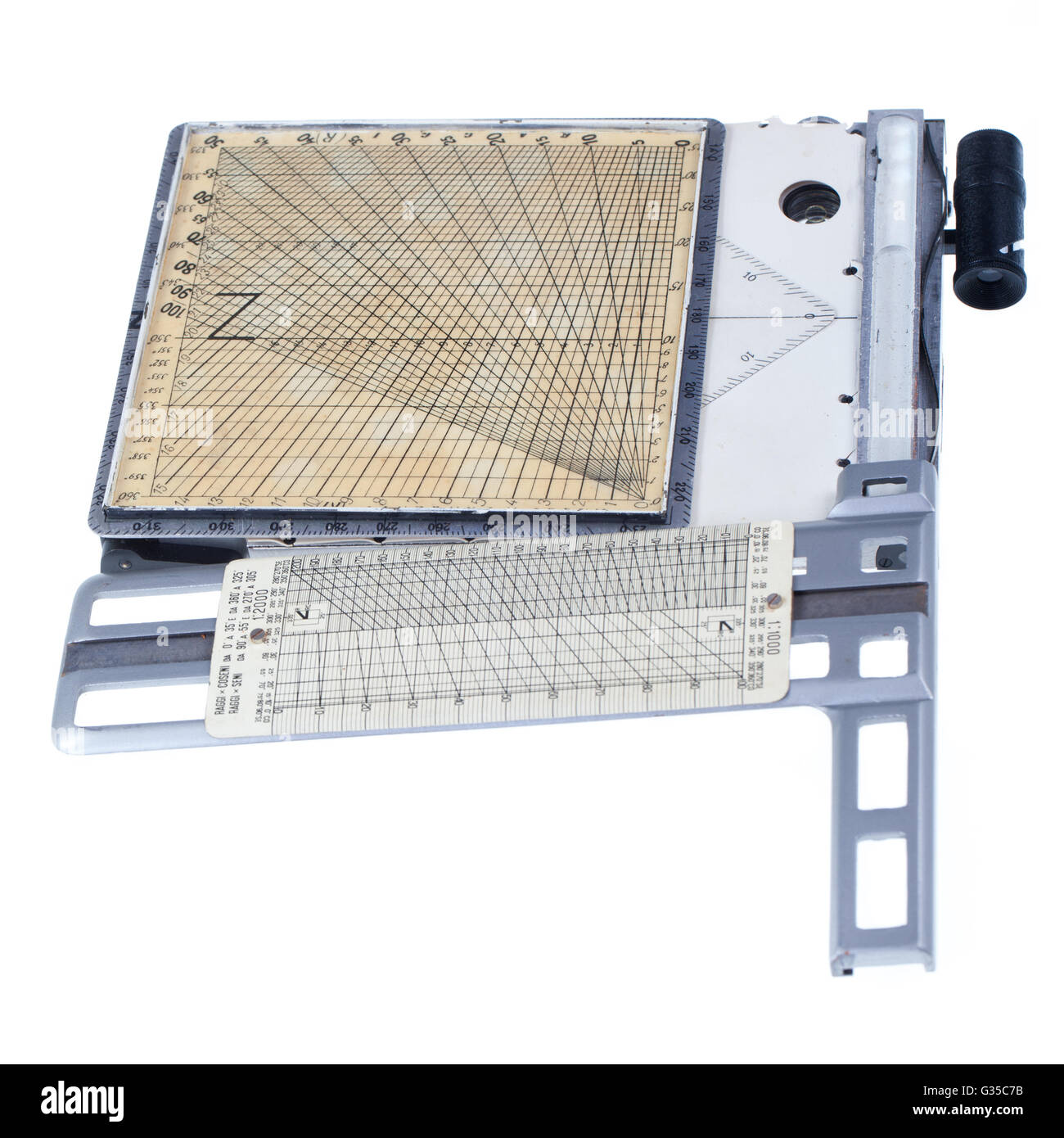 Un Antiguo Instrumento De Medida Topográficos Aislados Sobre Un Fondo Blanco Fotografía De Stock 5560