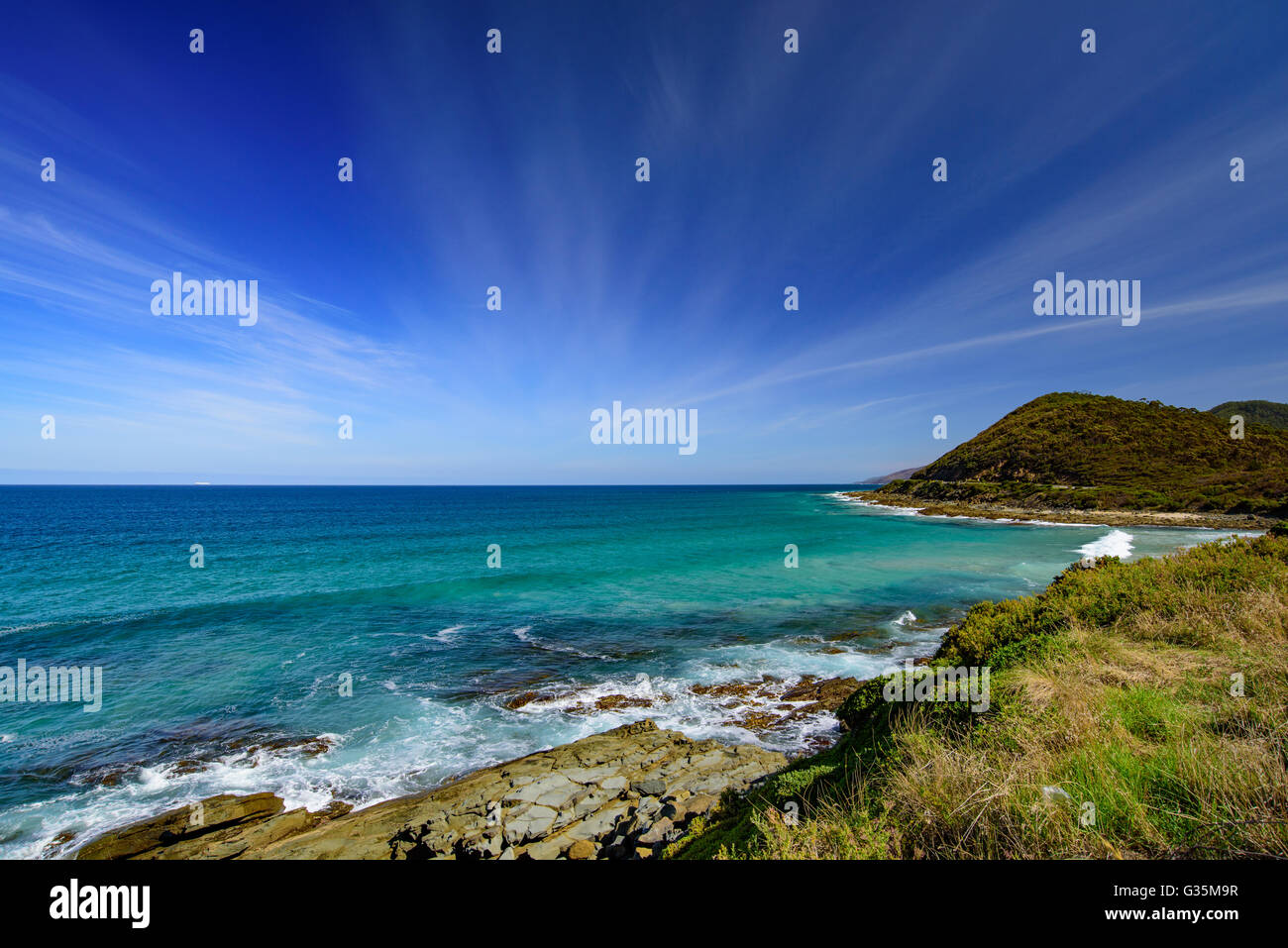 Vista de la costa del mar de la Great Ocean Road en Australia Foto de stock