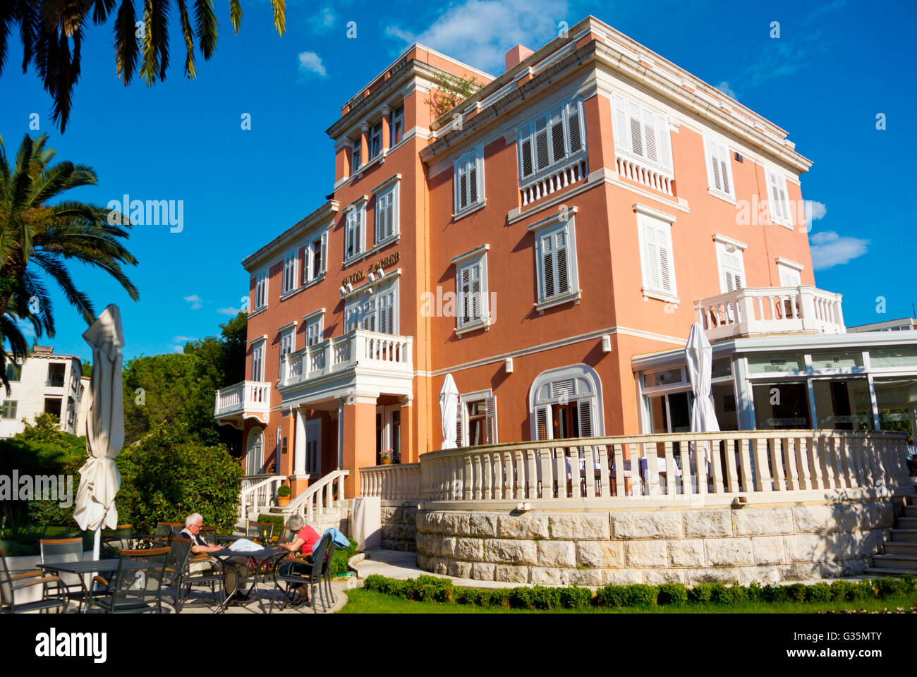 Hotel Zagreb, distrito de Lapad, Dubrovnik, Dalmacia, Croacia Foto de stock