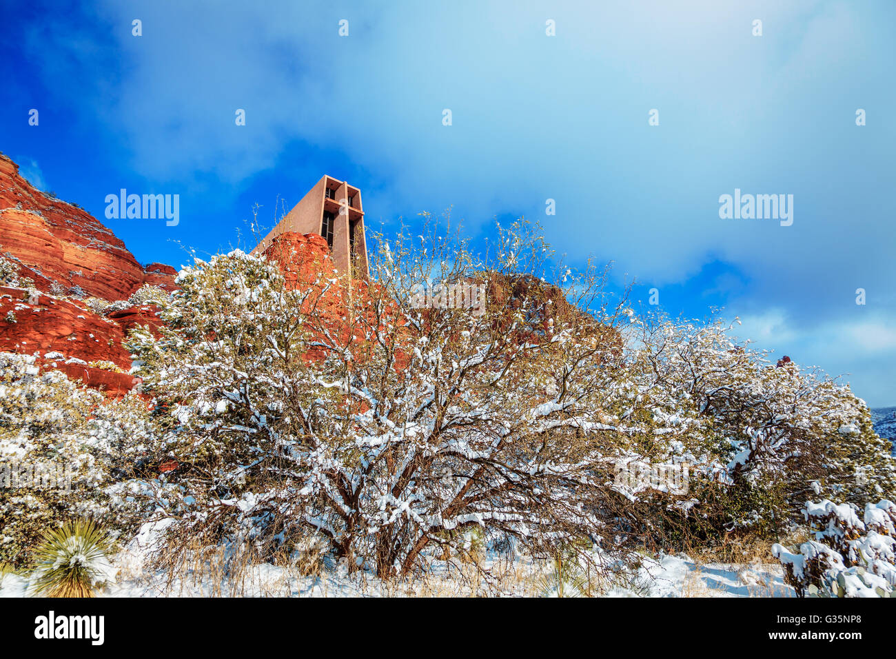 Iglesia de Santa Cruz en Sedona. Arizona en invierno Foto de stock