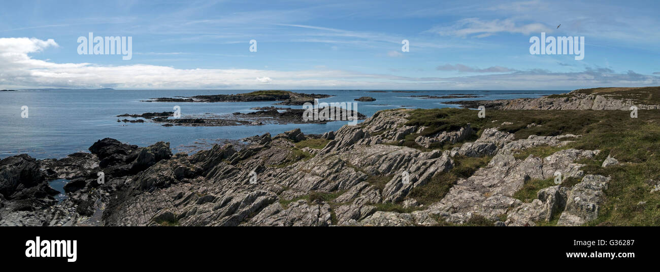Vistas panorámicas del océano Atlántico y cerca de la costa, Isla de Colonsay Ardskenish, Scottish islas Hébridas, Escocia, Reino Unido. Foto de stock
