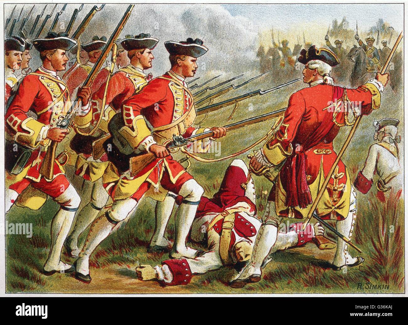 Infantería británica (Chaquetas Rojas), siglo XVIII Fecha: SIGLO XVIII Foto de stock