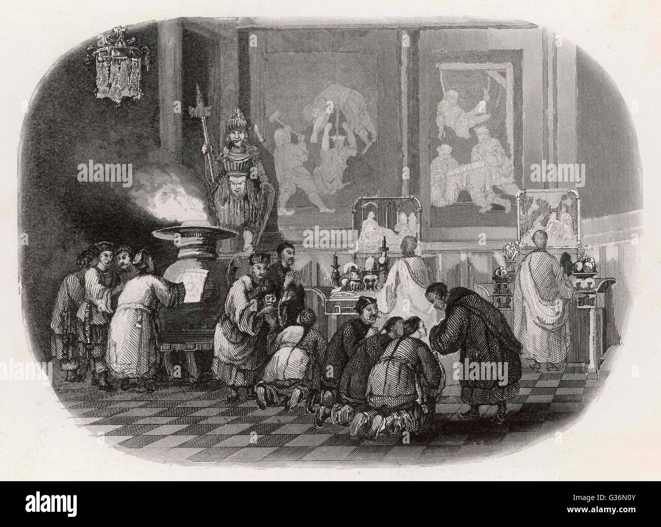 Culto a los antepasados Fecha: 1846 Foto de stock